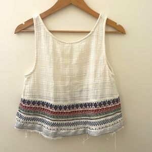 Ecote Beaded Linen Open Back Tank Top